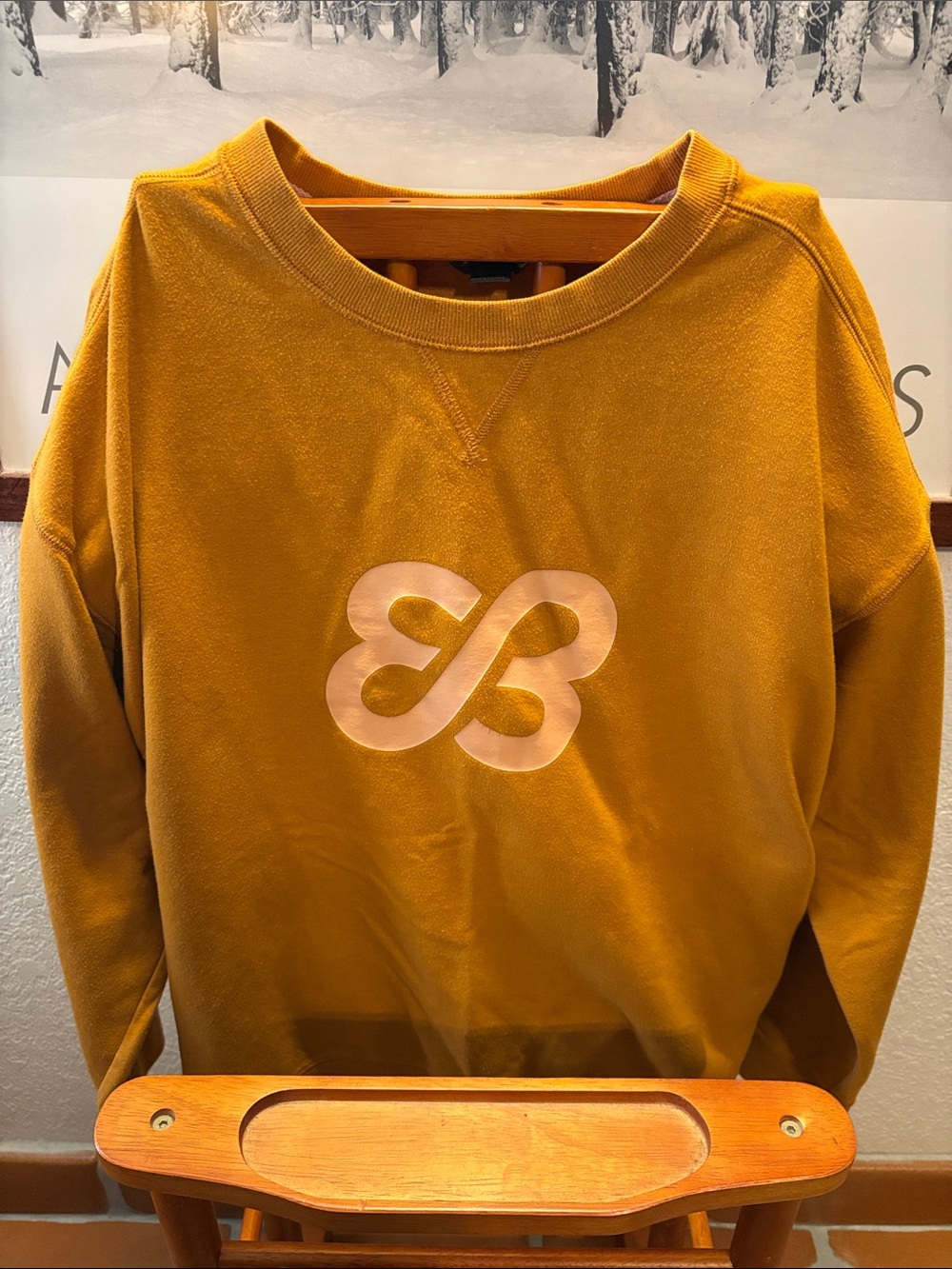 Women’s Eddie Bauer Mustard Crewneck Sweatshirt with Chest Logo